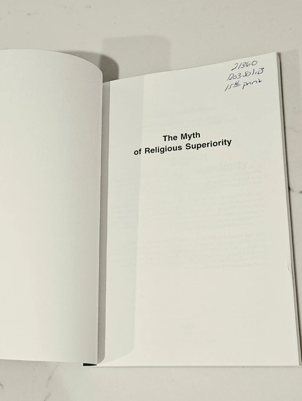 BOGO The Myth of Religious Superiority by Paul F. Knitter Book